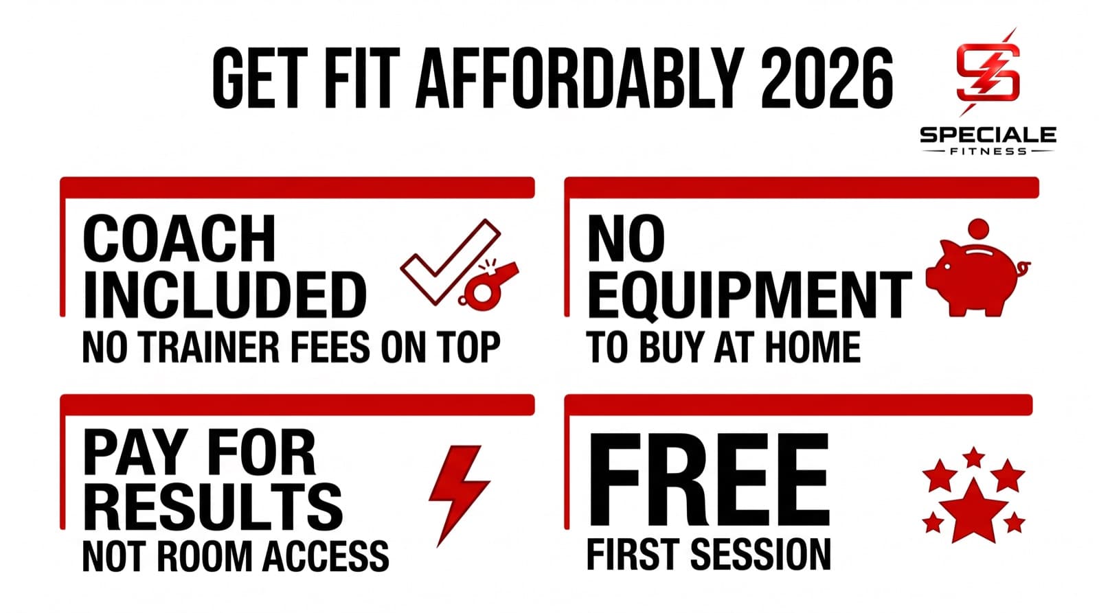Affordable Ways to Get Fit in 2026 (Without Wasting Money) — Speciale Fitness infographic