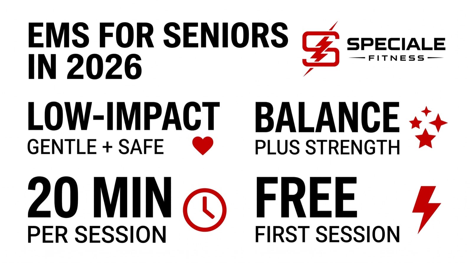 EMS Training for Seniors: Staying Strong in 2026 — Speciale Fitness infographic